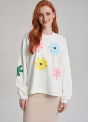 Sweat-shirt manches longues manches longues blanc CIAO MILANO femme