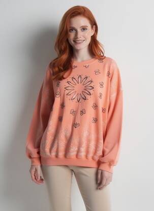 Sweat-shirt manches longues manches longues orange GOLD SILVER femme