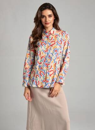 Chemisier coupe cintrée manches longues beige JUBYLEE femme