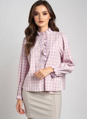 Chemisier coupe cintrée manches longues violet KILKY femme