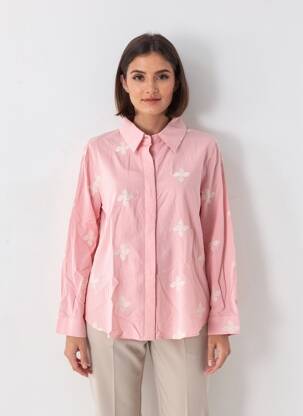 Chemisier coupe droite manches longues rose EXQUISS'S femme