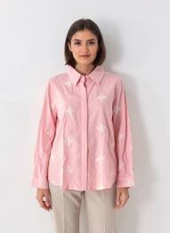 Chemisier coupe droite manches longues rose EXQUISS'S femme