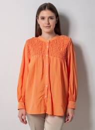 Chemisier coupe droite manches longues orange AROMA femme