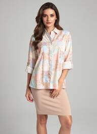 Chemisier imprimé fleurs manches longues blanc ONADO femme