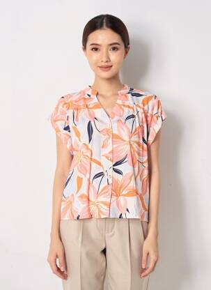 Chemisier manches courtes manches courtes orange IKOONE&BIANKA femme