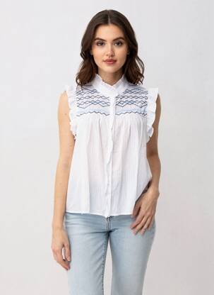 Chemisier manches courtes manches courtes blanc IKOONE&BIANKA femme