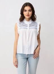 Chemisier coupe droite manches courtes blanc IKOONE&BIANKA femme