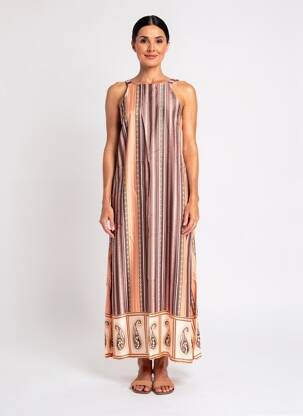 Robe longue sans manche sans manche orange B.YU femme