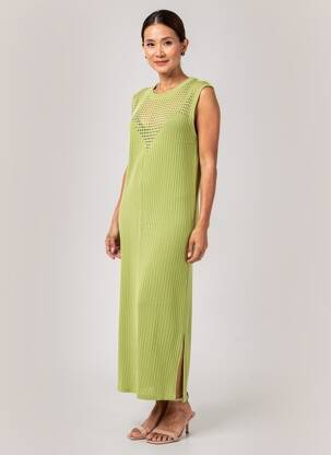 Robe longue sans manche sans manche vert B.YU femme