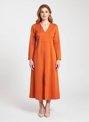 Robe longue manches longues manches longues orange GUITARE femme