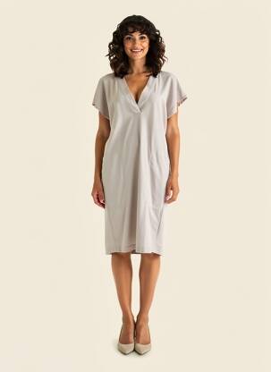 Robe mi-longue manches courtes manches courtes gris RAFFAELLO ROSSI femme