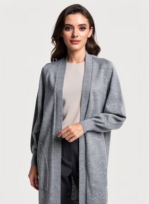Gilet manches longues resserrée sur le bas gris B.YU femme
