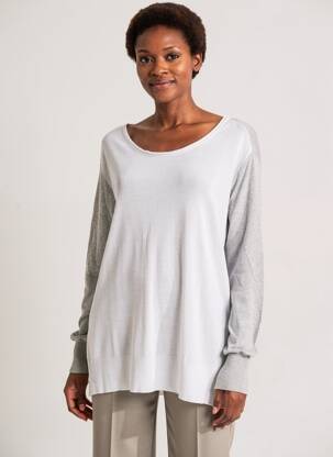 Pull tissage chiné manches longues gris HUMILITY femme