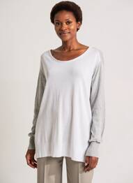 Pull tissage chiné manches longues gris HUMILITY femme