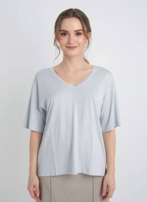 T-shirt col v manches courtes gris JUVIA femme