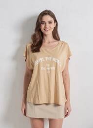 T-shirt coupe droite manches courtes beige JUVIA femme