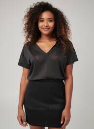T-shirt coupe droite manches courtes noir JARDIN PRIVÉ femme