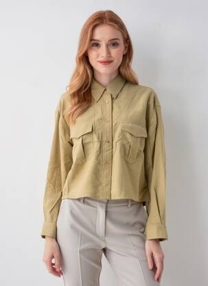 Chemisier coupe droite manches longues beige SEE U SOON femme