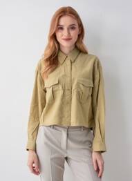Chemisier coupe droite manches longues beige SEE U SOON femme