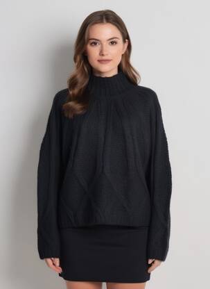 Pull coupe droite manches longues noir SEE U SOON femme