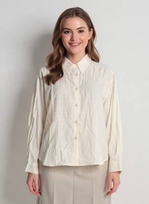 Chemisier coupe droite manches longues beige SEE U SOON femme
