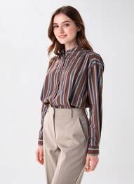 Chemisier coupe droite manches longues marron SEE U SOON femme