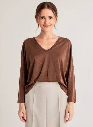T-shirt manches longues manches longues marron PAKO LITTO femme