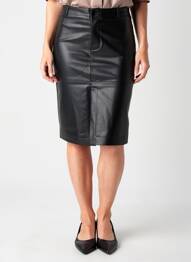 Jupe mi-longue coupe droite noir SEE U SOON femme