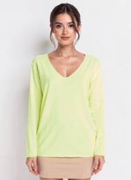 Pull coupe droite manches longues jaune NEW COLLECTION femme