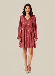 Robe courte coupe évasée manches longues marron GRACE & MILA femme