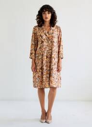 Robe courte coupe évasée manches longues marron PAKO LITTO femme