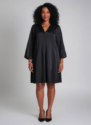 Robe courte coupe évasée manches longues noir PAKO LITTO femme