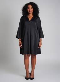 Robe courte coupe évasée manches longues noir PAKO LITTO femme