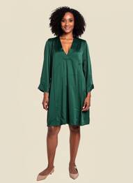Robe courte coupe évasée manches longues vert PAKO LITTO femme