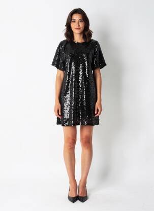 Robe courte manches courtes manches courtes noir EXQUISS'S femme