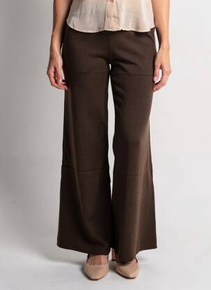 Pantalon flare taille élastique marron GRACE & MILA femme