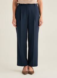 Pantalon large fermeture zippée sous rabat boutonné taille haute bleu ATTIC AND BARN femme