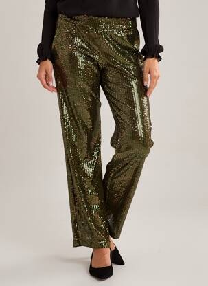 Pantalon droit stretch taille normale vert BELLEROSE femme