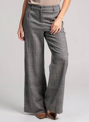 Pantalon large fermeture zippée sous rabat avec crochet taille normale gris CIRCOLO 1901 femme