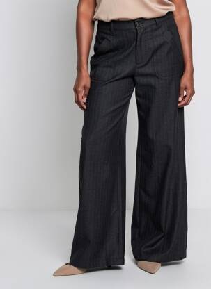 Pantalon large fermeture zippée sous rabat boutonné taille normale noir MASSCOB femme