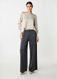 Pantalon large taille normale taille normale noir MALIPARMI femme