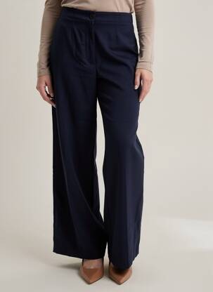Pantalon large tissage popeline taille normale bleu POMANDERE femme