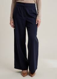 Pantalon large tissage popeline taille normale bleu POMANDERE femme
