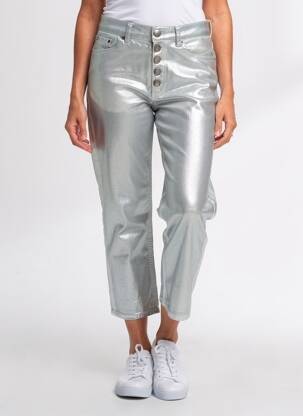 Pantalon 7/8 stretch taille normale argent DONDUP femme