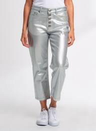 Pantalon 7/8 stretch taille normale argent DONDUP femme