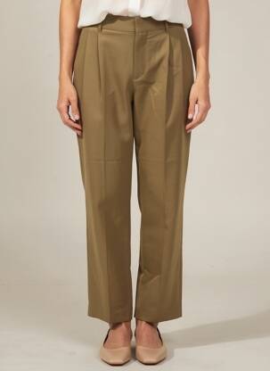 Pantalon droit tissage popeline taille normale vert MASSCOB femme