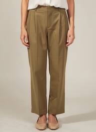Pantalon droit tissage popeline taille normale vert MASSCOB femme