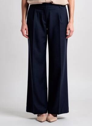 Pantalon large fermeture zippée sous rabat avec crochet taille normale bleu MODETROTTER femme