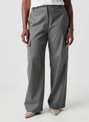 Pantalon large fermeture zippée sous rabat boutonné taille normale gris DIEGA femme