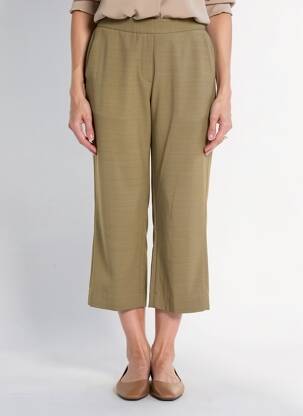 Pantalon 7/8 tissage popeline taille normale vert DIEGA femme